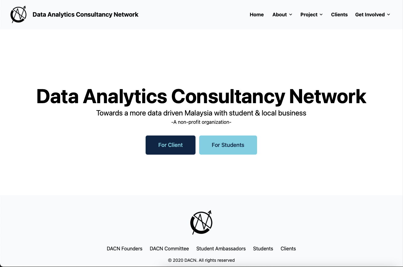 Data Analytics Consultancy Network Landing Page